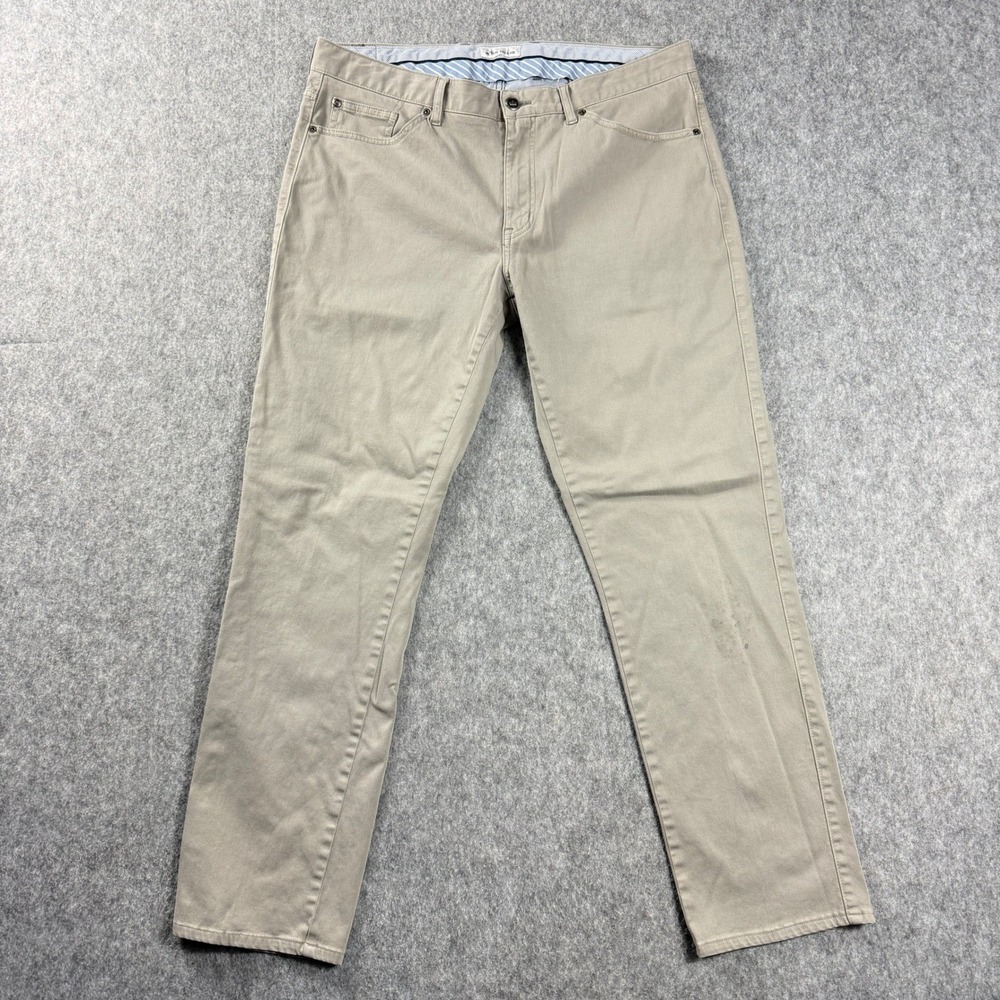 Peter Millar Mens Pants 36X28 Straight Leg Khaki Tan Five Pocket Stretch Twill